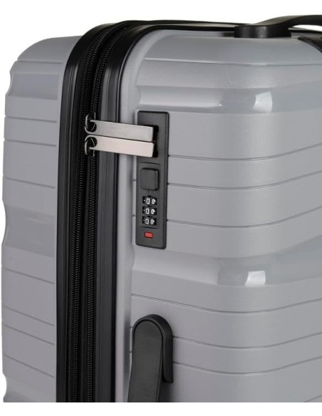 MATKALAUKKU  Valkoinen ( L ) 4 PYÖRÄT, TSA Lukko Kolmitasoinen, teleskooppikahva  41,5 * 24,5 * 62,5 (cm)