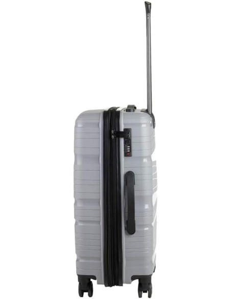 MATKALAUKKU  Valkoinen ( L ) 4 PYÖRÄT, TSA Lukko Kolmitasoinen, teleskooppikahva  41,5 * 24,5 * 62,5 (cm)