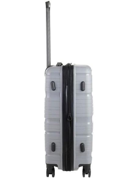 MATKALAUKKU  Valkoinen ( L ) 4 PYÖRÄT, TSA Lukko Kolmitasoinen, teleskooppikahva  41,5 * 24,5 * 62,5 (cm)