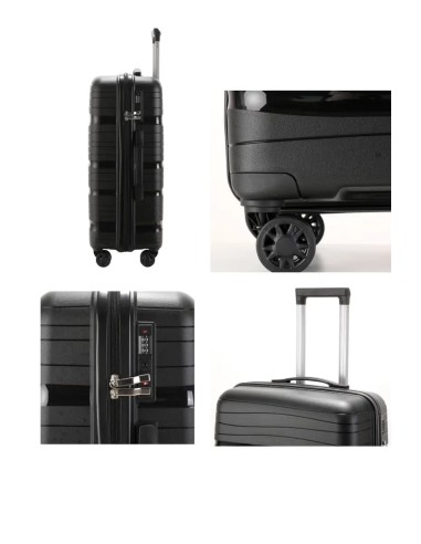 MATKALAUKKU SETTI 4in1 MUSTA (XXL, XL, L, M) 4 PYÖRÄT, TSA Lukko Kolmitasoinen, teleskooppikahva