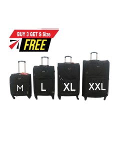 MATKALAUKKU SETTI 4in1 MUSTA (XXL, XL, L, M) 4 PYÖRÄT, teleskooppikahva 2